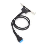(Black) Double USB Baffle Cable Motherboard 19 Pin To Dual Port A