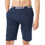 DKNY Loungewear Dkny Men's Lounge Shorts, Designer Loungewear With Branded Waistband - 100% Cotton, Soft and Comfort Short, Navy, L UK