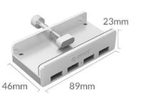 Clip-on USB-Hubb för Skrivbord & Skärm, 4st höghastighets USB 3.0 - Svart