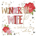 To My Wonderful Wife on Valentine's Day Love Large Square Luxury Handmade Card