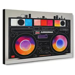 Retro Boombox Art Vol.2 Canvas Wall Art Print Ready to Hang, Framed Picture for Living Room Bedroom Home Office Décor, 30x20 Inch (76x50 cm)
