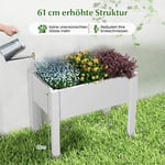Upphöjd säng av plast, självvattnande trädgårdssäng, 53L, 76 x 45 x 61 cm, vit
