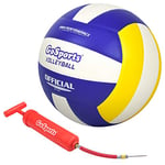 GoSports Ballon de Volleyball d'intérieur en Cuir synthétique avec Pompe à Ballon Taille et Poids réglementaires