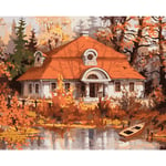 LUOYCXI DIY digital painting adult kit canvas painting bedroom living room decoration painting landscape riverside cottage-40X40CM