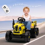 Aafgvc - Tracteur de conduite avec remorque, jouet de tracteur électrique alimenté par batterie 12 v avec télécommande, voiture électrique pour
