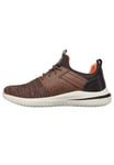 Skechers Men's Delson 3.0-Cicada Knitted Bungee lace Slip on, Brown, 6.5 UK