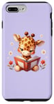 Coque pour iPhone 7 Plus/8 Plus Girafe violette lisant un livre sur le thème de la forêt enchantée