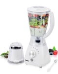 Geepas 550W 2 in 1 Food Jug Blender Ice Crusher, Mill,Coffee/Spice Grinder White