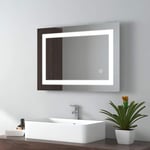 EMKE 500 x 700mm LED Illuminated Bathroom Mirror with Touch Switch | Demister Pad, Wall-Mounted Vanity Multifunction Mirror, Energy-Saving Illuminated Mirror [Horizontal/Vertical]