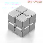 Premium Metall Infinity Cube Bärbar Dekompressionsleksak Svart silver