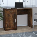 Skrivbord lådor & skåp rökfärgad ek 100x40x73cm konstruerat trä