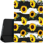 YCCY Sunflowers Pad Case Cover for iPad Pro 11" (2020) Black Case Flowers Anti-Scratch Shockproof Lightweight Smart Trifold Stand Cover Soft TPU Cover for iPad Pro 11" (2020)