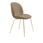 Gubi - Beetle Dining Chair Conic Base Brass Light Bouclé 003 - Matstolar - GamFratesi - Guld - Metall/Textilmaterial