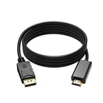 Kurphy 1.8M Display Port DP Male to HDMI Cable Adapter 4K Laptop PC HD TV Cable Converter High Performance Black