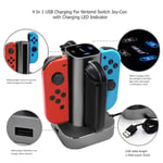 4 En 1 Chargeur De Station D'accueil Usb Pour Nintendo Switch Joy-Con Avec Indicateur De Charge À Led