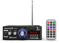 Audibax Kansas - Amplificateur Audio HiFi - Connexion Bluetooth - Puissance 40W + 40W - Entrées Microphone, SD et USB - Amplificateur HiFi Stéréo avec Lecteur MP3 et Radio FM