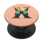 Majestic Blue and Green Butterfly Sparkle Letter X PopSockets Swappable PopGrip