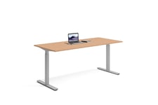 Wulff Höj och sänkbart skrivbord 180x80cm Färg på stativ: Silvergrå - bordsskiva: Bok
