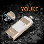 Youke 32GB Disque Flash USB iPhone USB, MICR USB et connecteur Lightning (3 en 1) pour iPhone iPad iOS Android et PcGolden