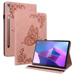 Lenovo Tab P12 Fodral med fjärilar, Rosa