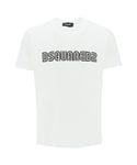 Dsquared2 Mens Outline Print T-Shirt in White Cotton - Size X-Large