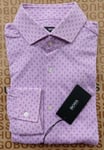 New Hugo BOSS mens pink slim long sleeve casual geometric suit jean shirt LARGE