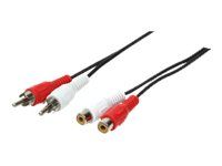 LogiLink - Rallonge de câble audio - RCA x 2 femelle pour RCA x 2 mâle - 5 m - noir