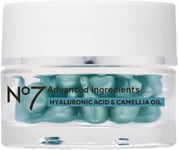 No7 Advanced Ingredients HYALURONIC ACID & CAMELLIA OIL Facial Capsules 30s