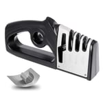 Knife Sharpener, Yuesi Upgraded 4 Stage Smart Sharp Manual Sharpener, with Non-Slip Base, fits All Kinds of Knives, Blade Sharpener, Tungsten Carbide Plates, Diamond rods