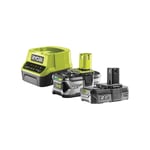 Ryobi - Pack 2 batteries Lithium+ 18 V One+ 2.0-4.0 Ah avec chargeur rapide 2.0 A - RC18120242G