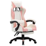 Moderne - Fauteuil de jeux vidéo - Chaise de jeu Fauteuil de bureau Siège Gaming et repose-pied Rose et blanc Similicuir