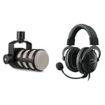 RØDE PodMic Broadcast-quality Dynamic Microphone with Integrated Swing Mount & HyperX Cloud II – Gaming Headset PC/PS4/Mac/Mobile, gunmetal - 53 mm Driver Size