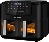Llivekitdigital Dual Zone Oil Free Air Fryer 9L Large for Family with 2 Drawers,