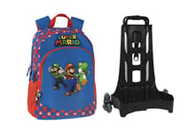 Franco Cosimo Panini Editore New Supermario Org. C/Trolley Removable Backpack, Blue, One Size, Casual, blue, standard size, Casual