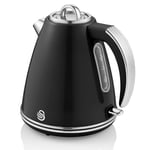 Swan Retro Jug Kettle with 3KW Fast Boil Easy Pour 1.5 Litres, Black - SK19020BN
