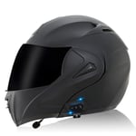 Bluetooth Casques Moto intégrés,Anti-Glare Full Face Modulable Double visières modulaire vélo Casques Motorcross Intercom Casque ECE Homologué Q,M