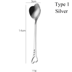 Coffee Tea Spoon Heart-shape Scoops Upscale Utensils Silver Type1