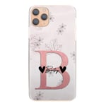 Personalised Phone Case For Apple Iphone 11 (2019) (A2221) (6.1 inch), Initial/Name Pink Flower Floral Print Hard Cover