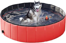 LYYJF Foldable Dogs Cats Padding Pool Pet Bathing Tub Bathtub Wash Tub Pet Swimming Pool Water Pond,Red,160 * 30cm