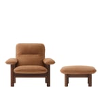 Audo Copenhagen - Brasilia Lounge Chair & Ottoman - Dark Stained Oak/Dunes Camel - Sittpuffar