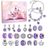 24 st julkalender, gör-det-själv-jularmband set 24 dagar nedräkning charm smycken blind box juldekorationer för barn Purple