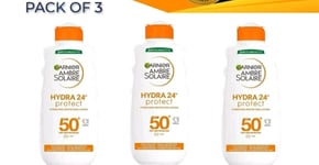 3 x Garnier Ambre Solaire Hydra 24Hour Protect Hydrating Protection Lotion SPF50