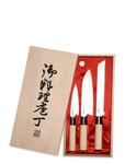 Satake Houcho Santoku, Petty And Bread Knife In Gift Box Beige Satake