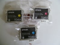 EPSON T0452 T0453 T0454  T0445 Print Cartridges - Genuine Original Cyan Magenta