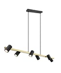 Trio, Suspension, Marley 6xGU10, max.35,0 W Corps: Métal, noir or L:115,0cm, L:18,0cm, H:150,0cm IP20,Sans illuminant,Réglable en hauteur