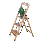 GWW MMZZ Step Ladders 3 Step Ladder Stool/Flower Stand/Low Stool/Nordic Shoes Stool/Change Shoe Bench, Home Storage/Folding Multifunction,Bamboo Wooden,for Library/Garden/Office/Kitchen/Bathroom
