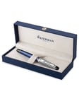 Waterman Expert Deluxe Rollerball Pen | Metall & blå lack med palladiumbelagd trim | Fina punkt | Presentlåda