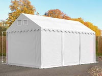 TOOLPORT Lagertält 4x6 m - 2,6 m sidohöjd, med bottenram, PVC 800 vit, utan hållfasthet (Säkerhetspaket) - (7632bl)