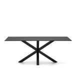 Kave Home - Table Argo en verre noir avec pieds en acier finition noire 200 x 100 cm
