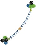 Happy Birthday Banner 1,8 meter Flagg og Ballonger - Happy Dinosaur